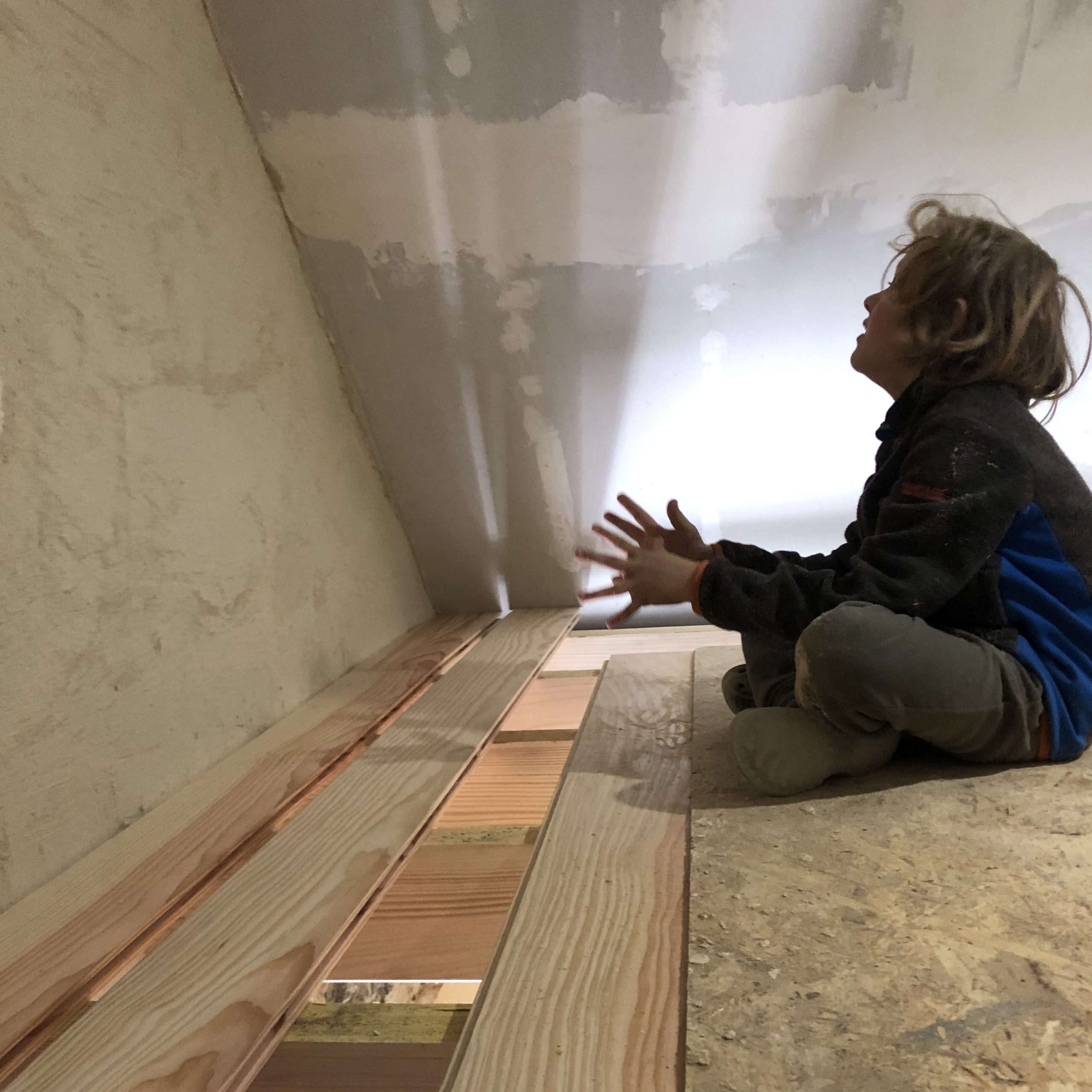 Max being impatient about the parquet flooring